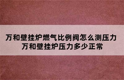 万和壁挂炉燃气比例阀怎么测压力 万和壁挂炉压力多少正常